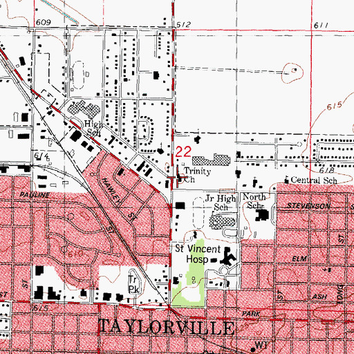 Topographic Map of Trinity Lutheran Church, IL