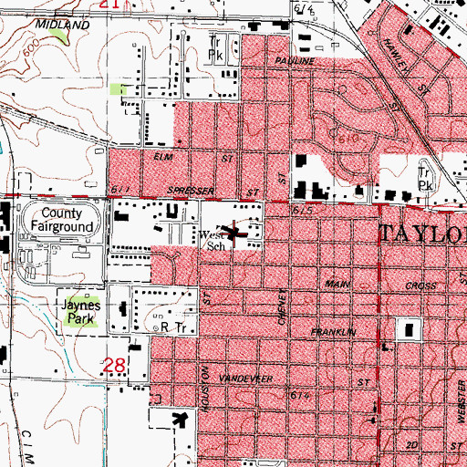 Topographic Map of West Elementary School, IL