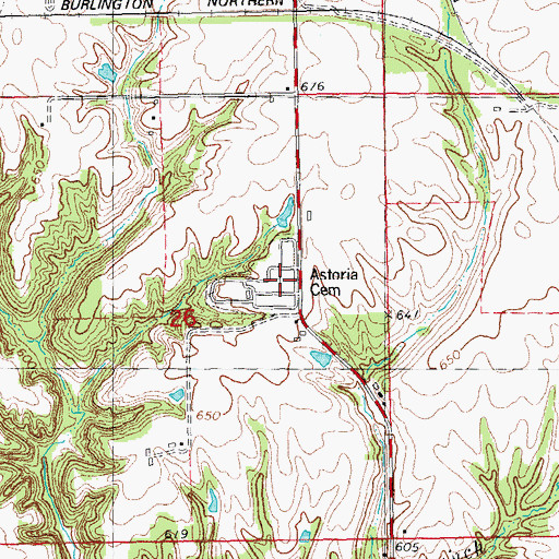 Topographic Map of Astoria Cemetery, IL