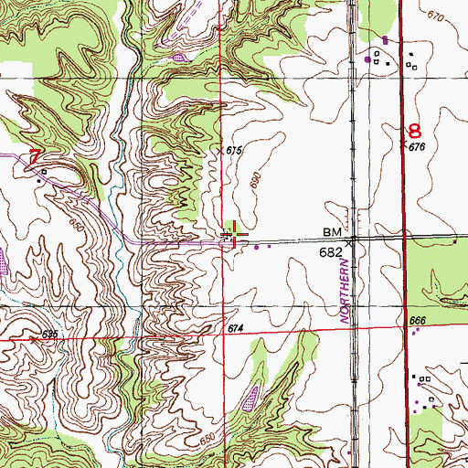 Topographic Map of Bailey School (historical), IL