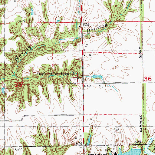Topographic Map of Dunkard Brethren Church, IL