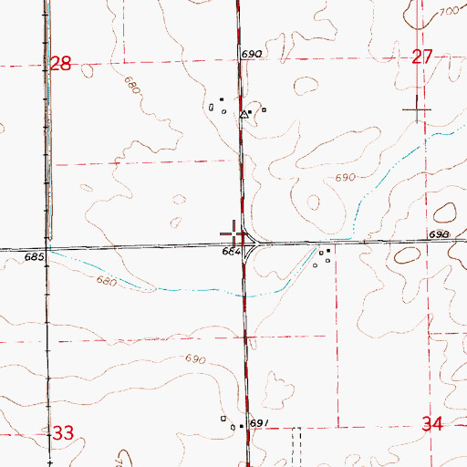 Topographic Map of Amos School (historical), IL