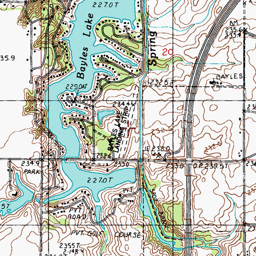 Topographic Map of Bayles Lake Landing Strip (historical), IL