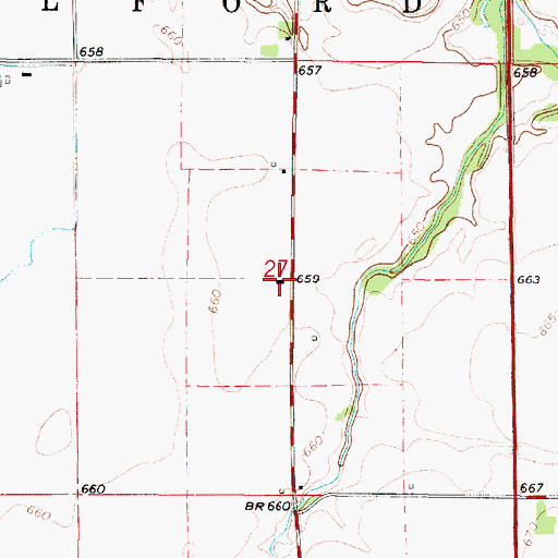 Topographic Map of Cherry Grove School (historical), IL