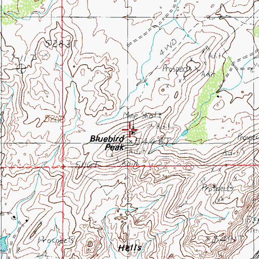 Topographic Map of Bluebird Mine, AZ