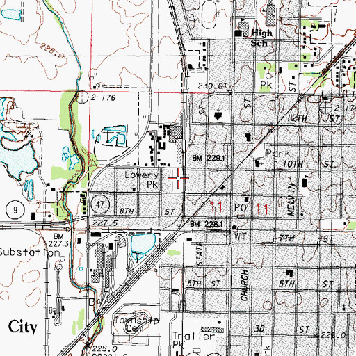 Topographic Map of Lowery Park, IL