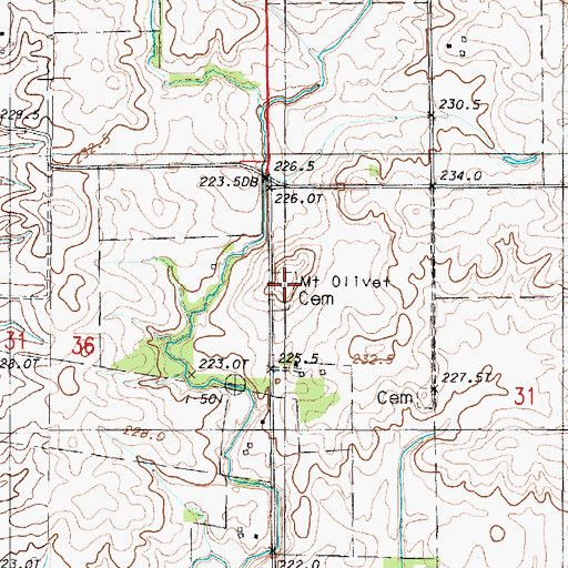 Topographic Map of Mount Olivet Cemetery, IL