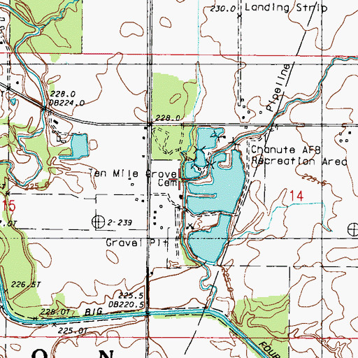 Topographic Map of Ten Mile Grove Cemetery, IL