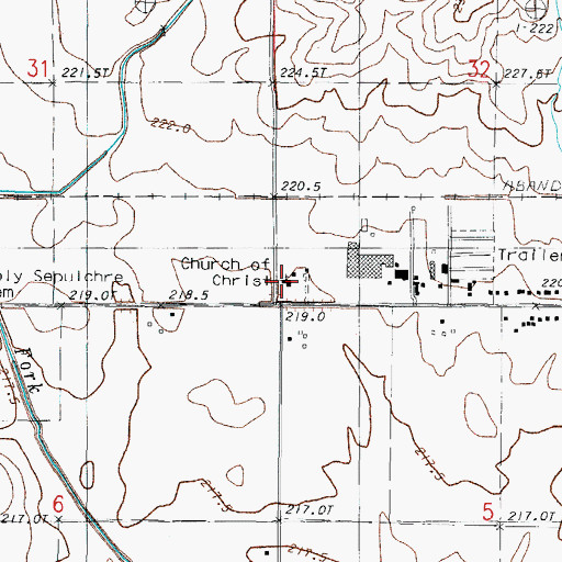 Topographic Map of Church of Christ, IL