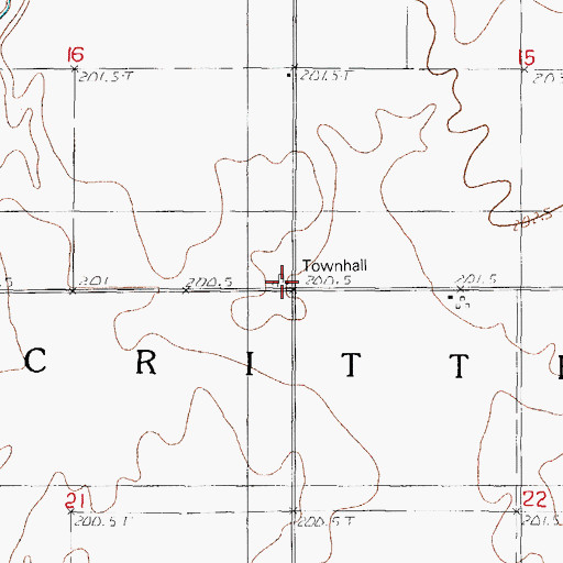 Topographic Map of Crittenden Townhall, IL
