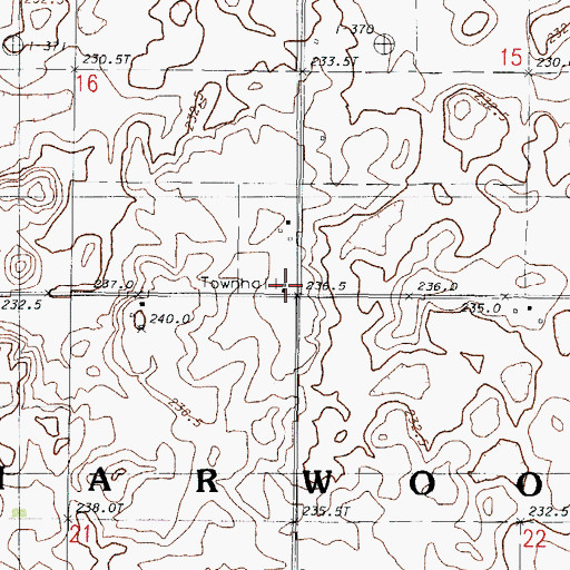 Topographic Map of Harwood Townhall, IL
