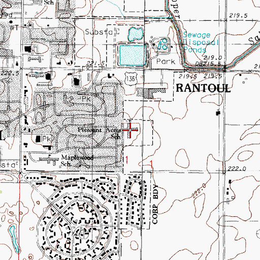 Topographic Map of Pleasant Acres Elementary School, IL