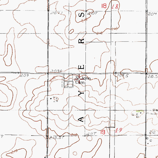 Topographic Map of Saint John Cemetery, IL