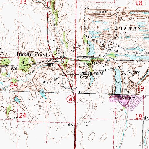 Topographic Map of Indian Point Cemetery, IL
