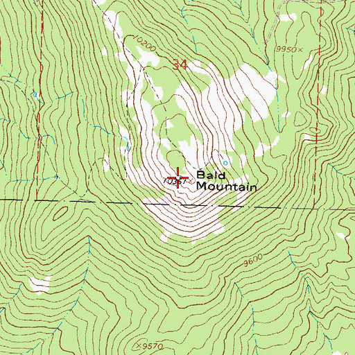 Topographic Map of Bald Mountain, CO