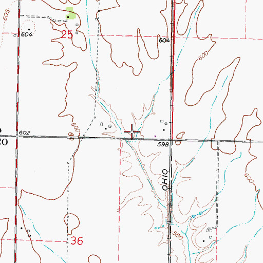 Topographic Map of Walnut Grove School (historical), IL