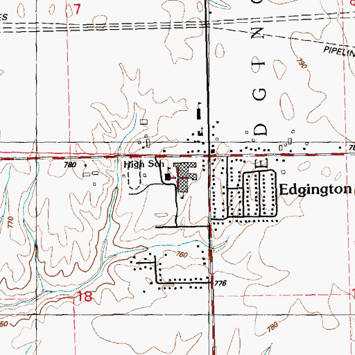 Topographic Map of Edgington High School, IL