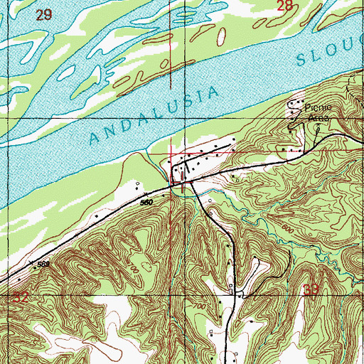 Topographic Map of Heck Hollow, IL