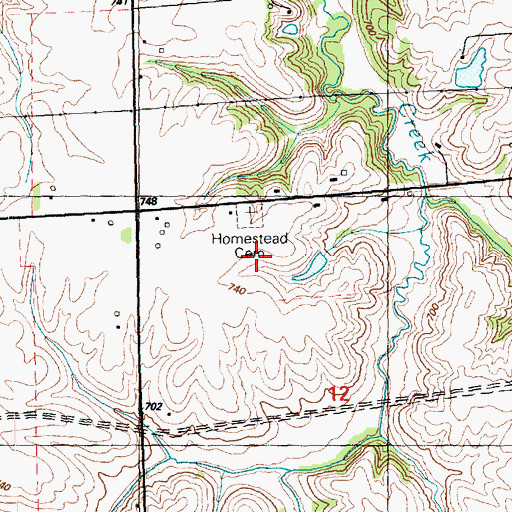 Topographic Map of Homestead Cemetery, IL
