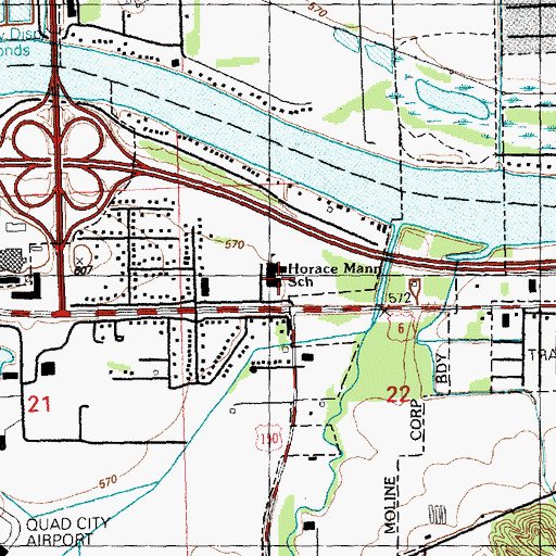 Topographic Map of Horace Mann Elementary School, IL