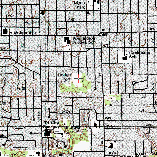 Topographic Map of Hodge Park, IL