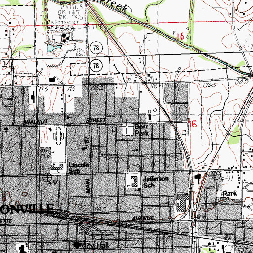 Topographic Map of Barr Park, IL