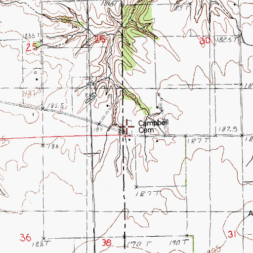 Topographic Map of Campbell Cemetery, IL