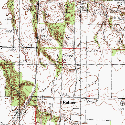 Topographic Map of Conlee Cemetery, IL