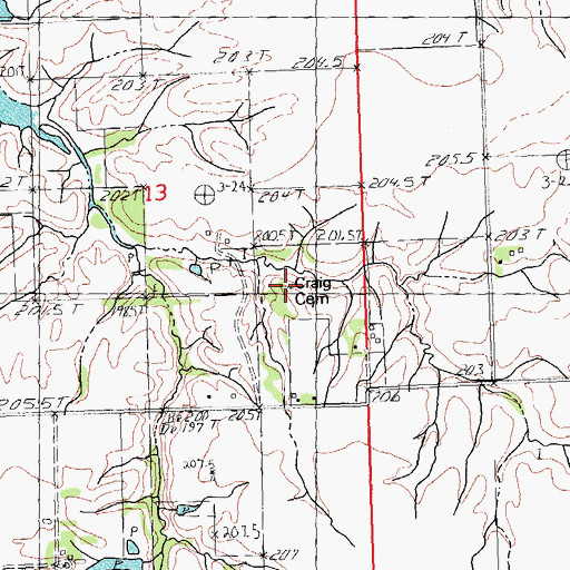 Topographic Map of Craig-Burrows Cemetery, IL