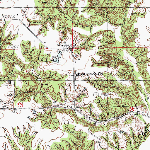 Topographic Map of East Union Church, IL