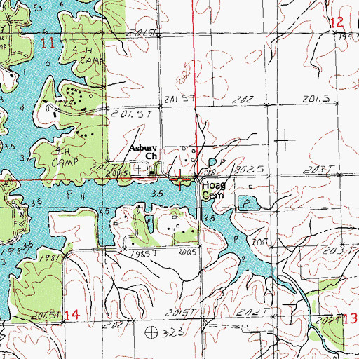 Topographic Map of Hoag Cemetery, IL