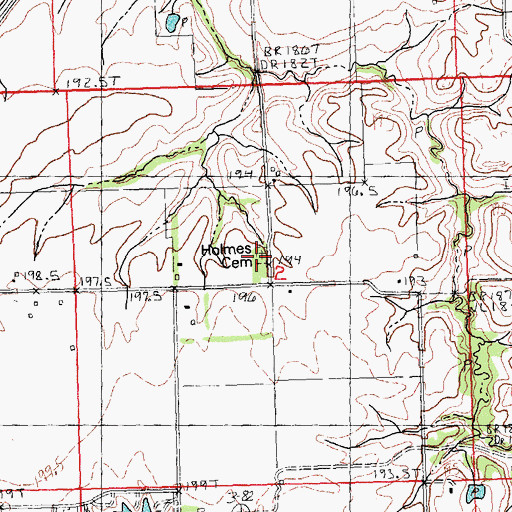 Topographic Map of Holmes Daniel D Cemetery, IL