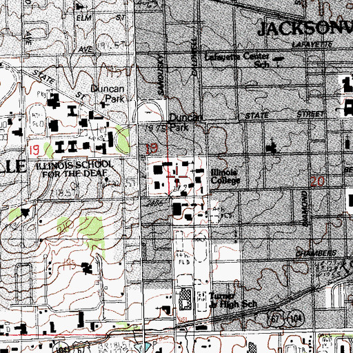 Topographic Map of Illinois College, IL