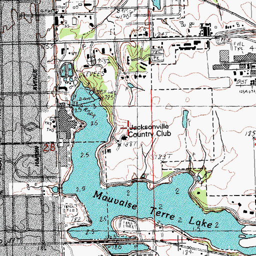 Topographic Map of Jacksonville Country Club, IL
