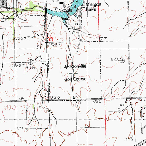 Topographic Map of Jacksonville Golf Course, IL