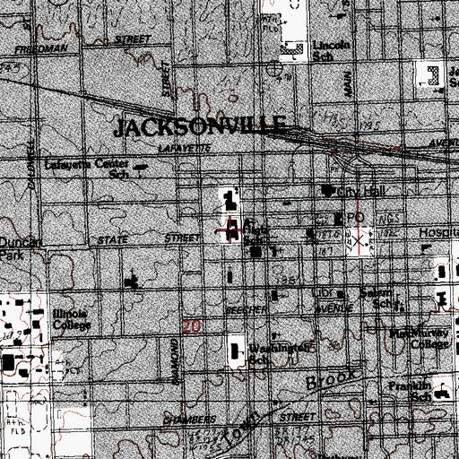 Topographic Map of Jacksonville High School, IL