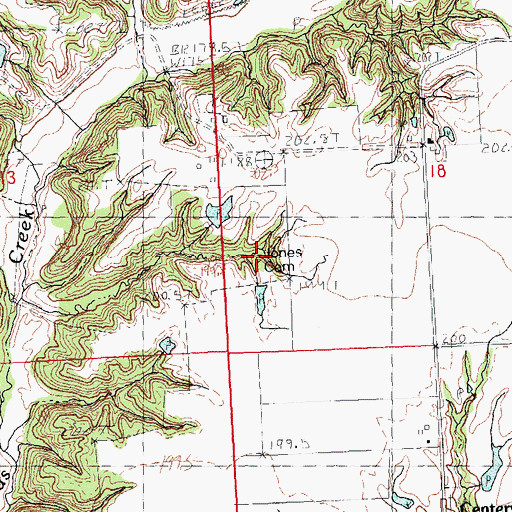 Topographic Map of Jones Cemetery, IL