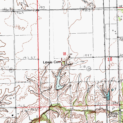 Topographic Map of Lewis Cemetery, IL