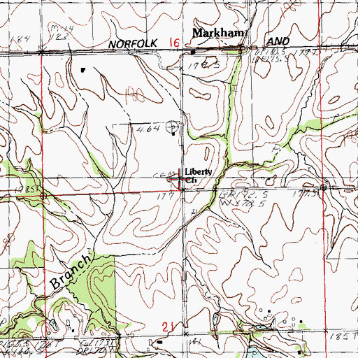 Topographic Map of Liberty Church, IL