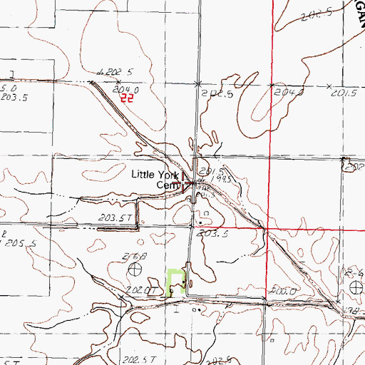 Topographic Map of Little York Cemetery, IL