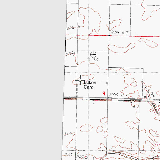 Topographic Map of Luken Cemetery, IL