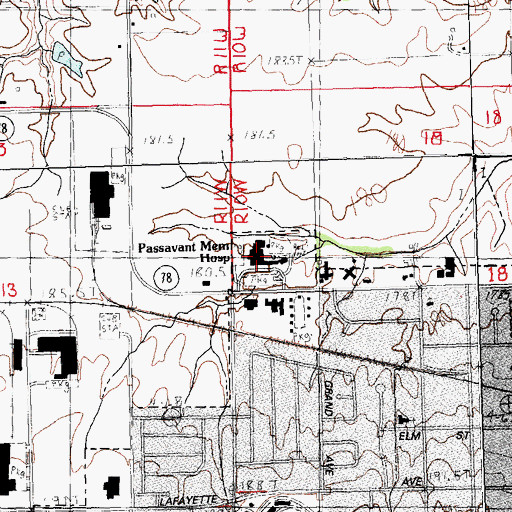 Topographic Map of Passavant Area Hospital, IL