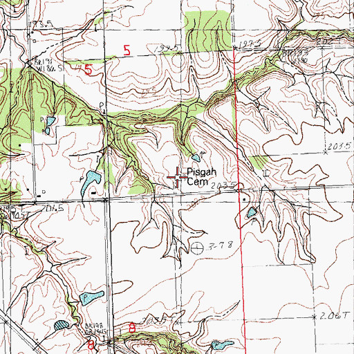 Topographic Map of Pisgah Cemetery, IL