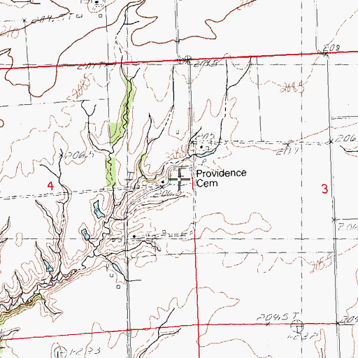 Topographic Map of Providence Cemetery, IL