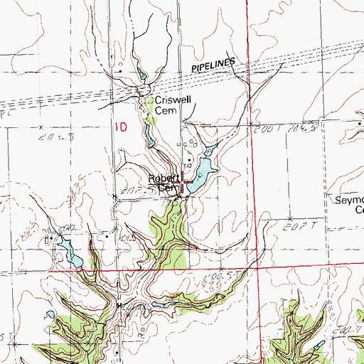 Topographic Map of Robert Cemetery, IL