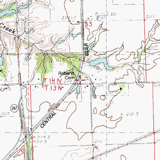 Topographic Map of Roberts Cemetery, IL