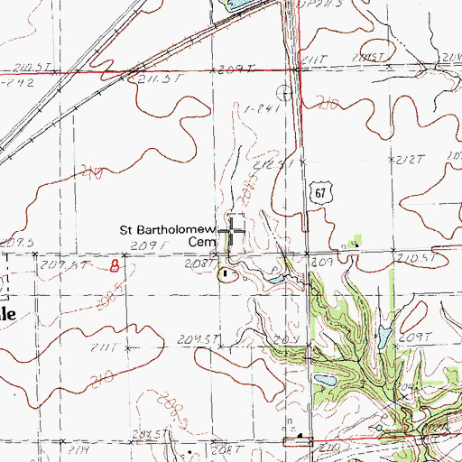 Topographic Map of Saint Bartholomew Cemetery, IL