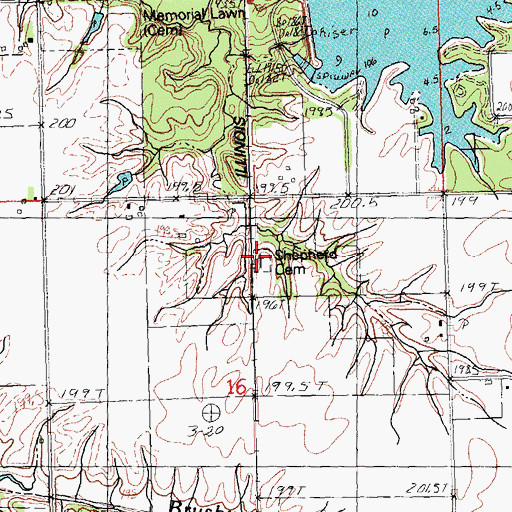 Topographic Map of Sheppard Cemetery, IL