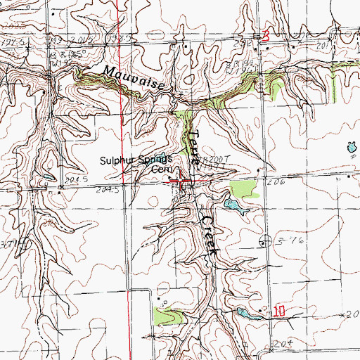 Topographic Map of Sulphur Springs Cemetery, IL
