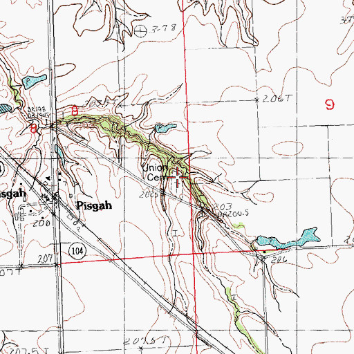 Topographic Map of Union Cemetery, IL